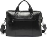 Genuine Leather Men's Briefcase High Quality Business Classic Handbag Holds 14.7 Inch Laptop Bag Black - Image 2