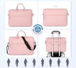15.6 Inch Thin Laptop Bag Can Be Carried On One Shoulder Or Crossbody Pink - Image 5