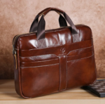 Genuine Leather Men's Briefcase High Quality Business Classic Handbag Holds 14.7 Inch Laptop Bag Coffee Color - Image 4