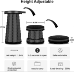 Portable Retractable Folding Stool-Black - Image 5