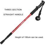 Three-Section Aluminum Alloy Trekking Pole Adjustable Ultra Light-Red - Image 2
