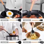 12-Piece Silicone Kitchen Utensil Set with Wooden Handles Black - Image 2