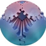 8cm 3D Printed Gear Ball Black Red - Image 5