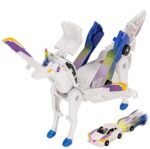 Blue Magnetic Transforming Unicorn Car Toy Automatic Shape-Shifting Robot for Kids