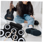 White Electronic Drum Set Boys And Girls Practice Pad Set Portable Drum Set - Image 5