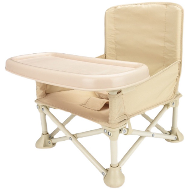 f9a02f418d169413c2dc818b0241d0c3.jpg Foldable Baby Dining Chair Seat With Tray And Travel Bag- Beige - Image 1