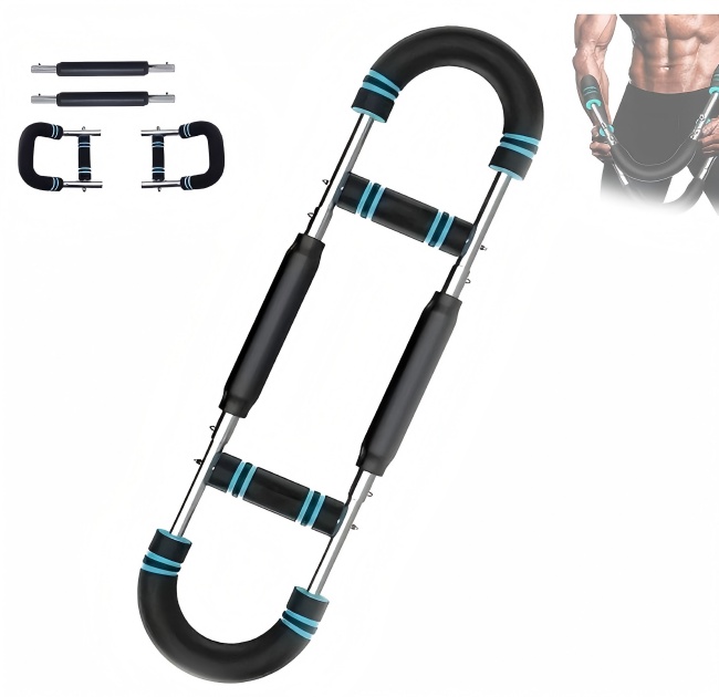 fb274e6d13876f4c66562d1d0add0a38.jpg Adjustable Multifunctional U-shaped Arm Strength Trainer For Men's Home Fitness Chest Muscle Professional Strength Training Device (color: Blue And Black) - Image 1